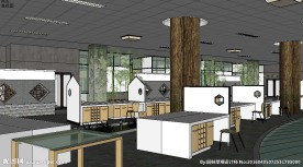 办公空间设计草图大师SU模型