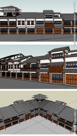 川西民居风格商业建筑草图大师S