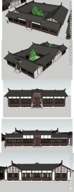 川西民居院落建筑草图大师SU模