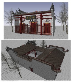 宗祠祠堂建筑草图大师SU模型