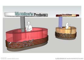 现代售货售卖亭草图大师SU模型