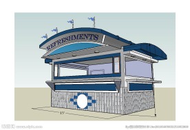 海边售货售卖亭草图大师SU模型