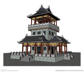 寺庙建筑草图大师SU模型