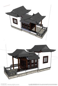舫船景观建筑草图大师SU模型