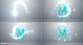 唯美粒子光束圈出logo标志的