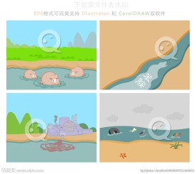 卡通环境污染矢量图