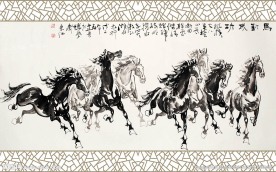 马到成功中式背景墙