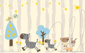 现代简约抽象卡通动物背景墙