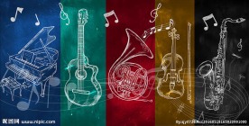 经典个性乐器背景墙