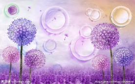 现代简约浪漫蒲公英背景墙