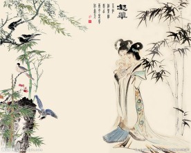 经典中式凝萃花鸟背景墙