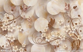 现代简约优雅花卉背景墙