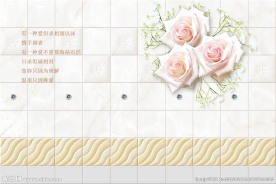 浪漫粉红玫瑰花朵背景墙