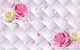 现代简约浪漫玫瑰花朵背景墙