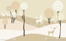 现代简约抽象麋鹿背景墙