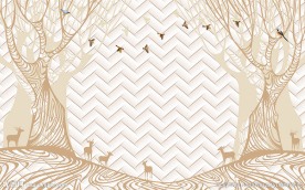 现代简约抽象森林背景墙