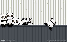 现代简约抽象卡通可爱熊猫背景墙