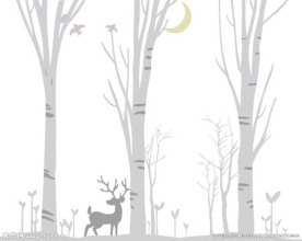 矢量卡通树剪影