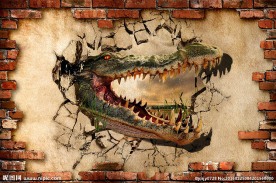 恐龙破墙而入背景墙