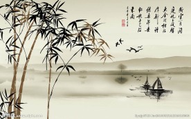 经典中式诗词山水背景墙