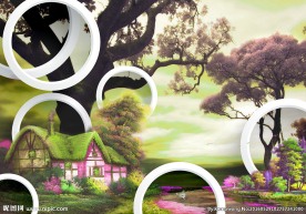 童话梦境小人屋英伦风电视背景墙