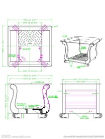 玻璃面板底座茶几CAD图纸