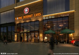 咖啡店动画  门面店 门头牌