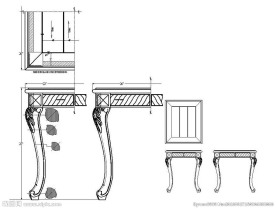 拉槽面板雕花书桌
