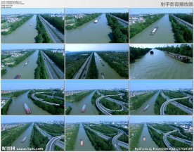 高清航拍京杭大运河货运物流