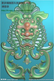 狮子头洋花门上花精雕灰度浮雕图