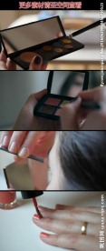 女人化妆修眉涂指甲油高清实拍视