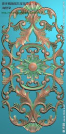 欧式洋花角花精雕灰度浮雕图