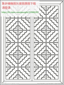 花格屏风镂空通花窗格矢量线条
