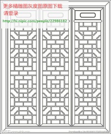 花格屏风镂空通花窗格矢量线条图