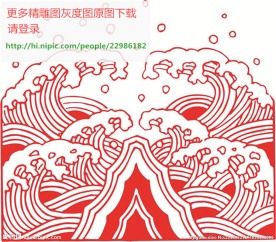 水波花纹海浪镂空通花矢量线条图