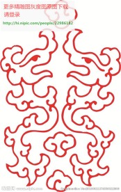 祥云草龙线条矢量花格镂空图