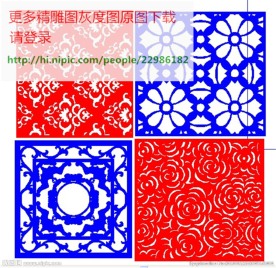 花格屏风镂空通花窗格矢量线条图