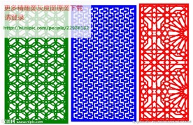 花格屏风镂空通花窗格矢量线条图