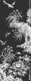 兰花花鸟牡丹风景屏风灰度精雕图