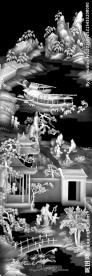 书柜门板琴棋书画浮雕灰度图