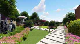 高端别墅后花园景观效果图