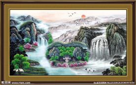 国画山水 流水生财