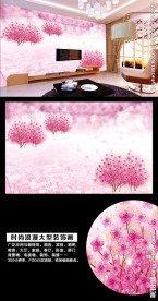 唯美电视背景墙 壁纸移门无框画