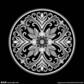 圆形洋花 灰度图 精雕图