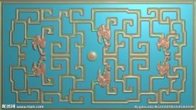 草龙拐子勾仔龙门板精雕图