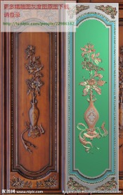 牡丹花花瓶精雕图