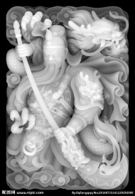 关公耍龙灰度图