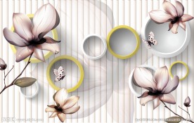 3D圈圈花卉背景墙