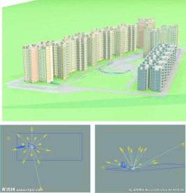 小区鸟瞰建筑效果图