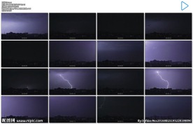 城市上空闪电素材